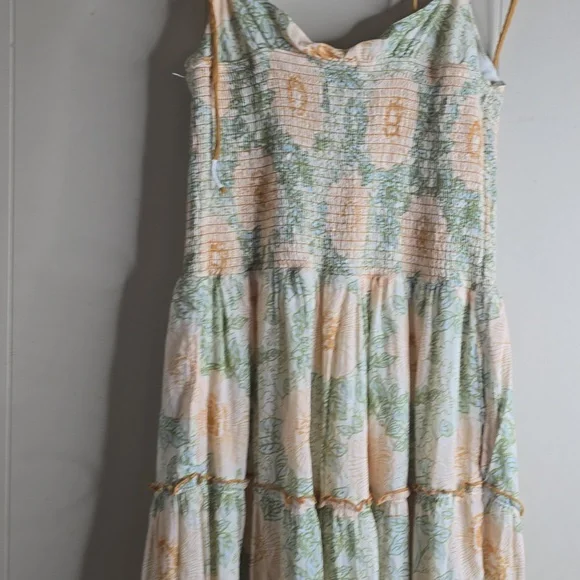 Free People Adriel Tie Strap Tiered Midi Dress Large NWOT - Picture 15 of 16